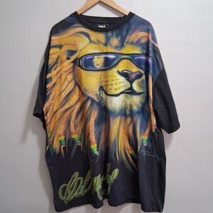 Vintage Bob Marley Lion Sunglasses Tee Michael Searle Size 4XL